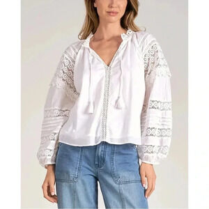 *720 En Eaison White Lace Long Sleeve Blouse Size Small